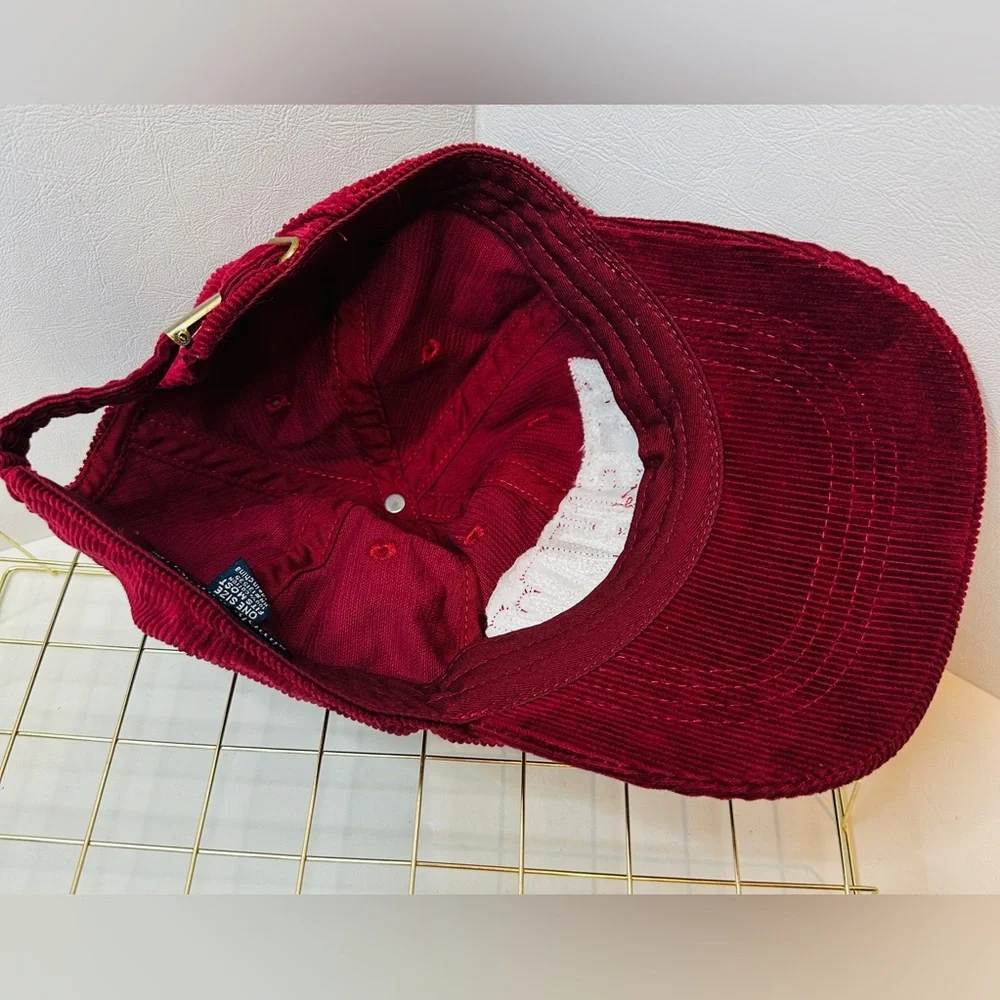 Simply Southern Burgundy Dark Red Corduroy YEE HAW Adjustable Baseball Cap Hat